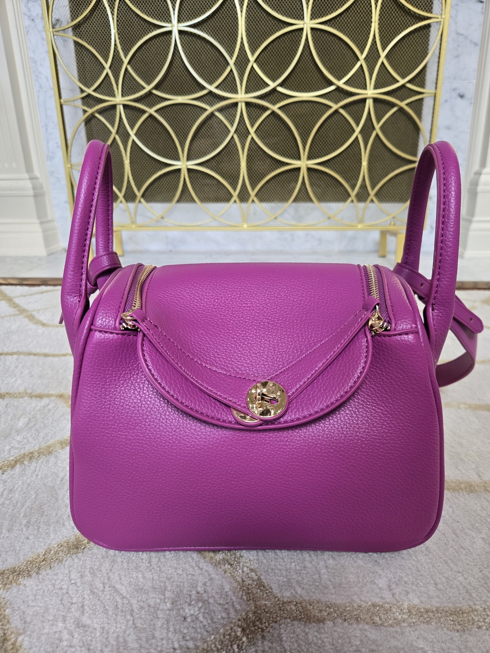 Women’s Fuchsia Faux Leather Crossbody Bag with Zip Wallet